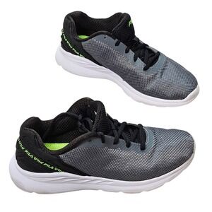 Fila Grey Black Mesh Running Sneaker Lime Green Accents Athletic Shoes Youth 5.5